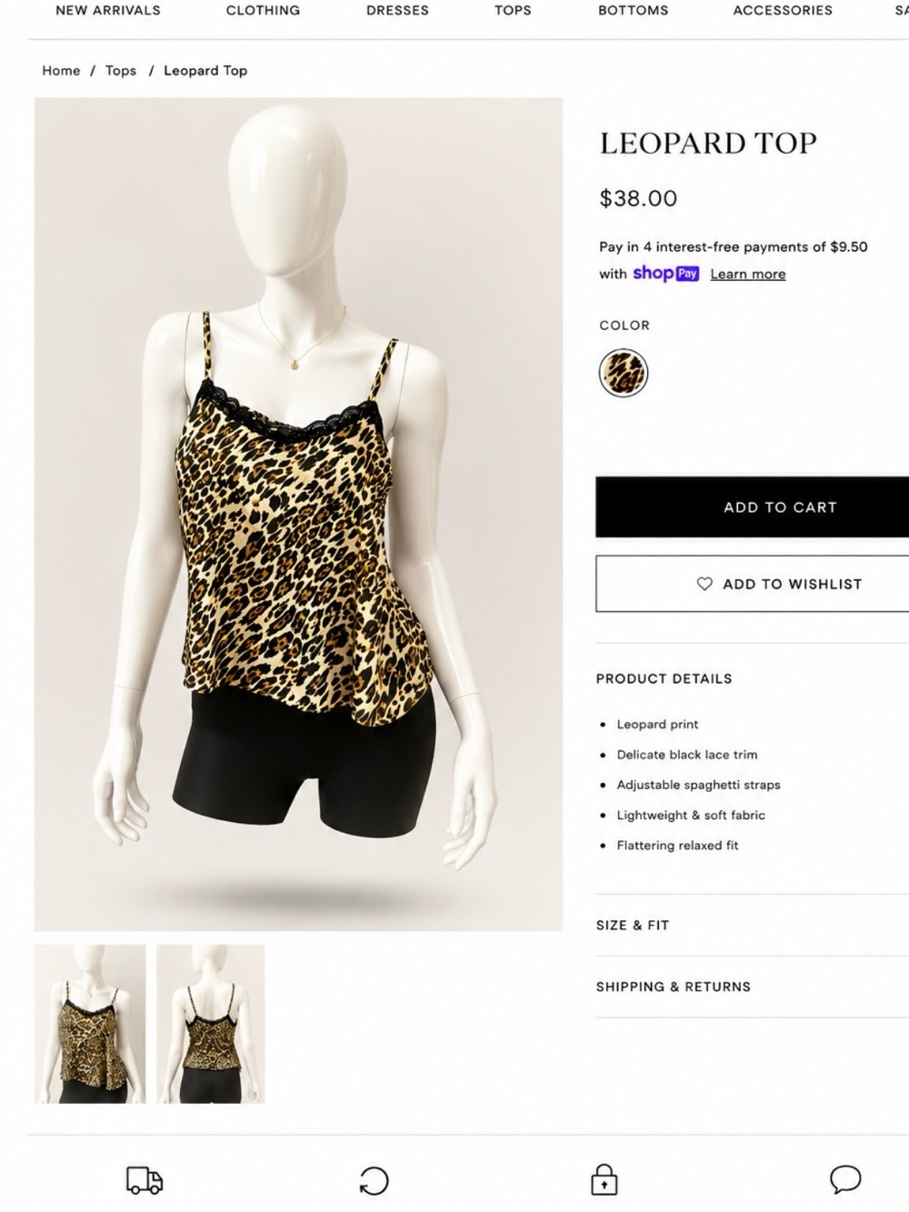 Leopard Print Lace- silky Top - Leopard
